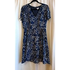 J. Crew Women's Blue Floral Printed‎ Ruffle Faux Wrap Dress Size 8